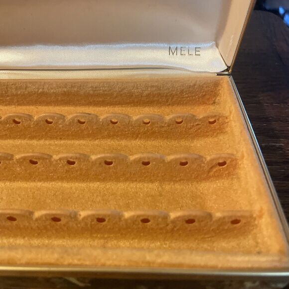 Vintage Mele Jewelry Box Clamshell Travel Ring Earring Case Tortoise Shell Gold - Picture 3 of 8